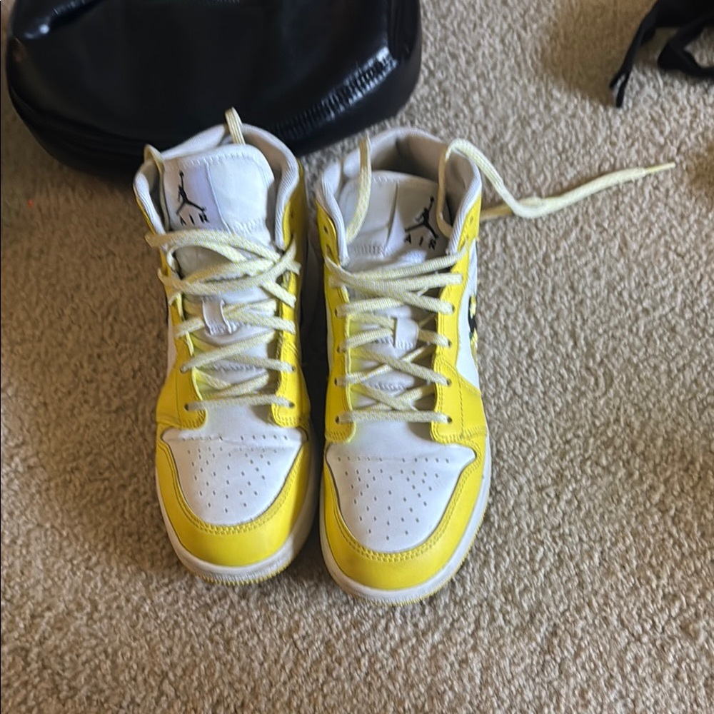 Nike Yellow and White High-Top Sneakers